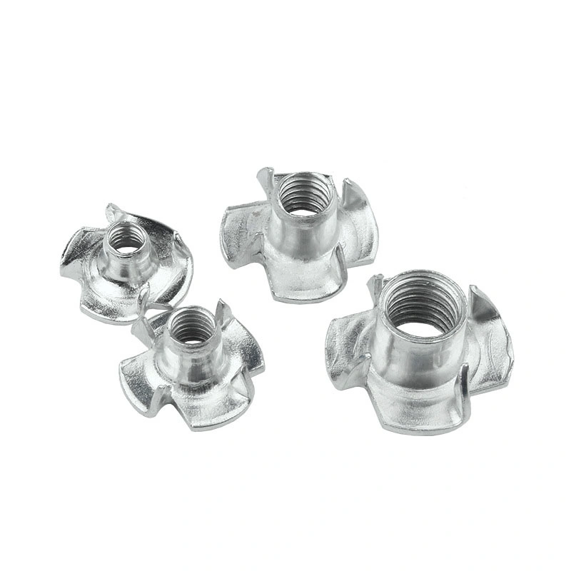 Four Claws Shaped White Zinc Plated Carbon Steel Insert Nut GB6177-86